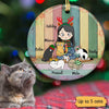 Circle Ornament A Girl And Her Cat Colorful Plank Personalized Circle Ornament Pack 1