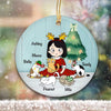 Circle Ornament A Girl And Her Cats Christmas Background Personalized Circle Ornament