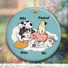 Circle Ornament A Girl And Her Cats On Bed Personalized Circle Ornament