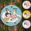 Circle Ornament A Girl And Her Cats On Bed Personalized Circle Ornament Pack 1