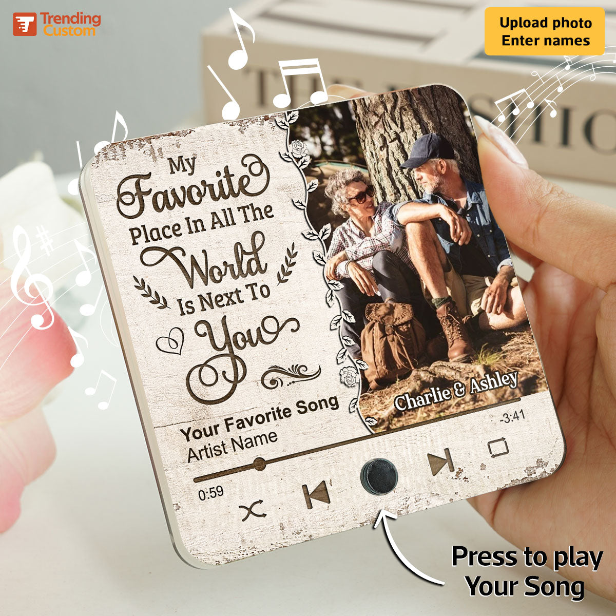 Favorite Place In The World Couple Custom Photo Personalized Music Fridge Magnet, Valentine's Day Gift For Him, For Her