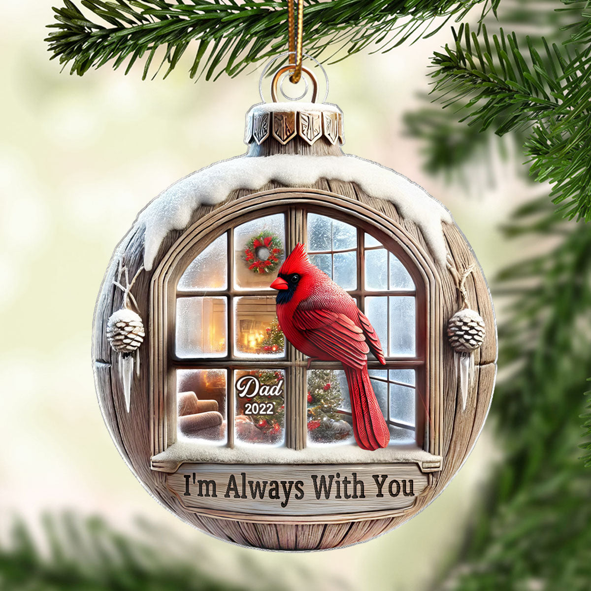 Memorial Cardinal Outside Window 3D Effect Sympathy Gift Remembrance Keepsake Personalized Acrylic Flat Ornament_Onboarding