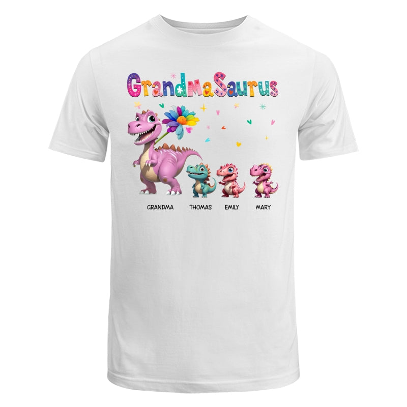 Grandmasaurus And Kids Colorful 3D Effect Dinosaurs - Personalized Shirt - Mother's Day Gift For Grandma