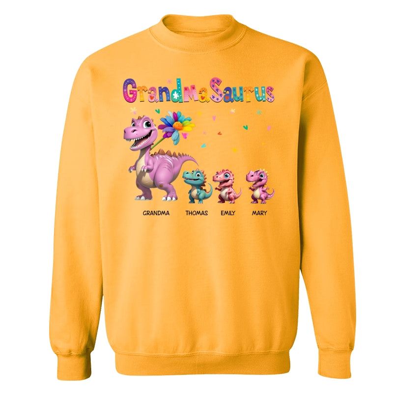 Grandmasaurus And Kids Colorful 3D Effect Dinosaurs - Personalized Shirt - Mother's Day Gift For Grandma