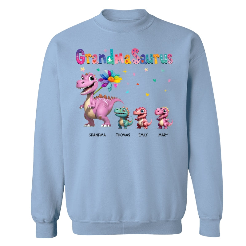 Grandmasaurus And Kids Colorful 3D Effect Dinosaurs - Personalized Shirt - Mother's Day Gift For Grandma
