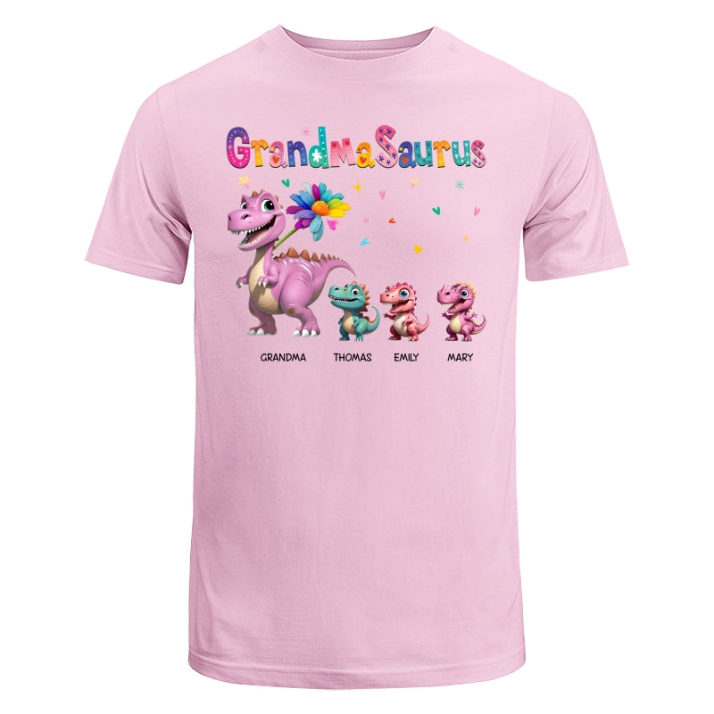Grandmasaurus And Kids Colorful 3D Effect Dinosaurs - Personalized Shirt - Mother's Day Gift For Grandma