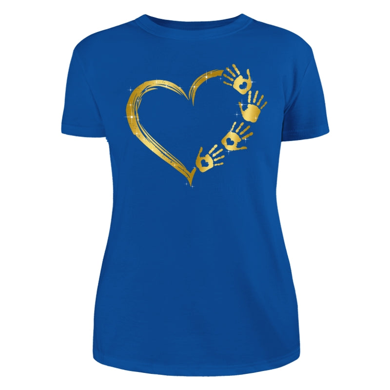 Mom Grandma Colorful Heart Hand Print Personalized Shirt