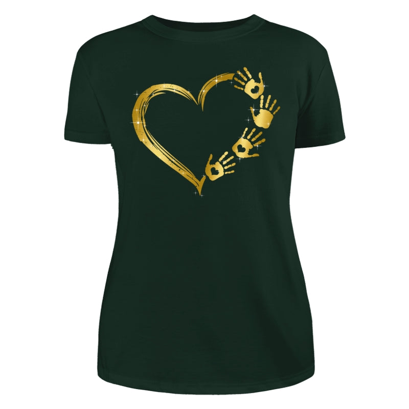 Mom Grandma Colorful Heart Hand Print Personalized Shirt
