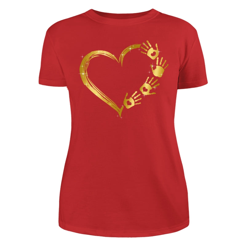 Mom Grandma Colorful Heart Hand Print Personalized Shirt