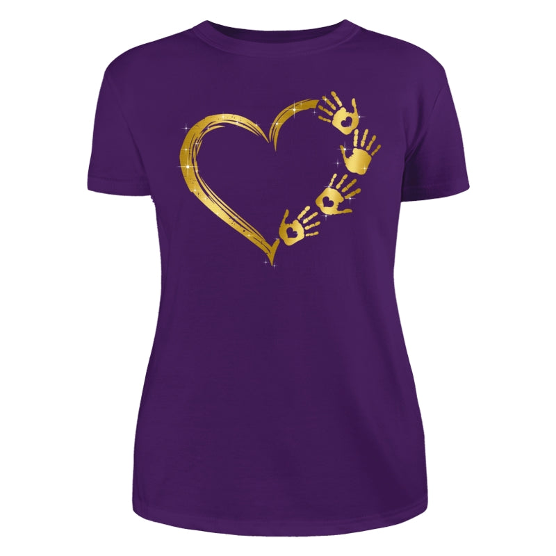 Mom Grandma Colorful Heart Hand Print Personalized Shirt