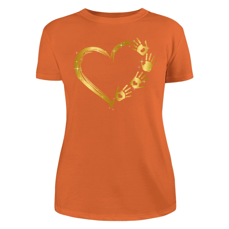 Mom Grandma Colorful Heart Hand Print Personalized Shirt