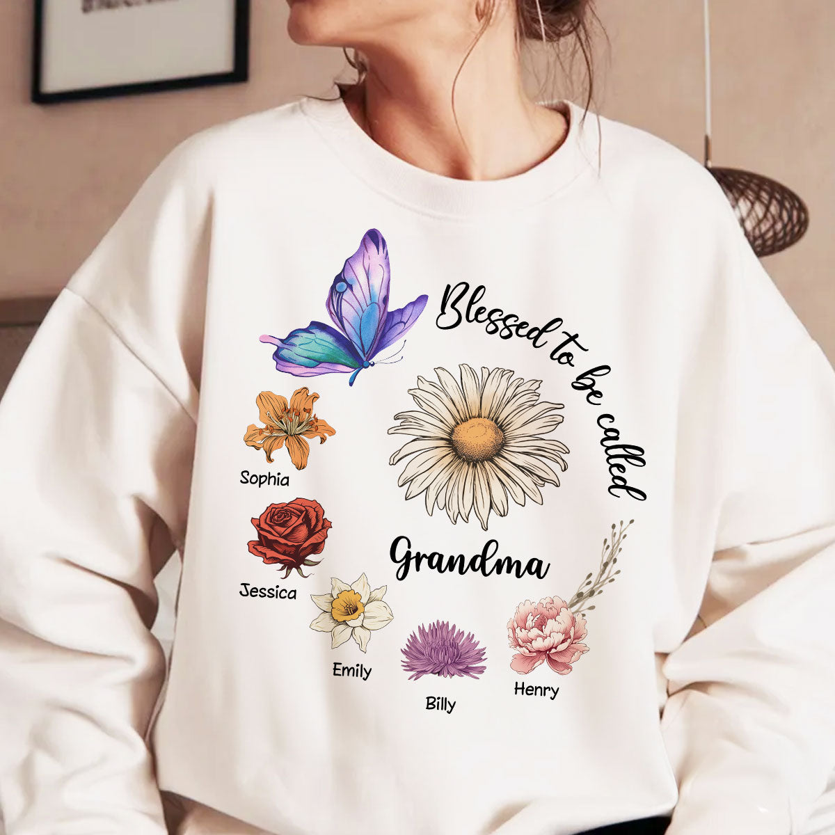 Blessed To Be Called Mom Grandma Circle Birth Month Flowers Personalized Shirt, Mother's Day Gift for Moms, for Grandmas