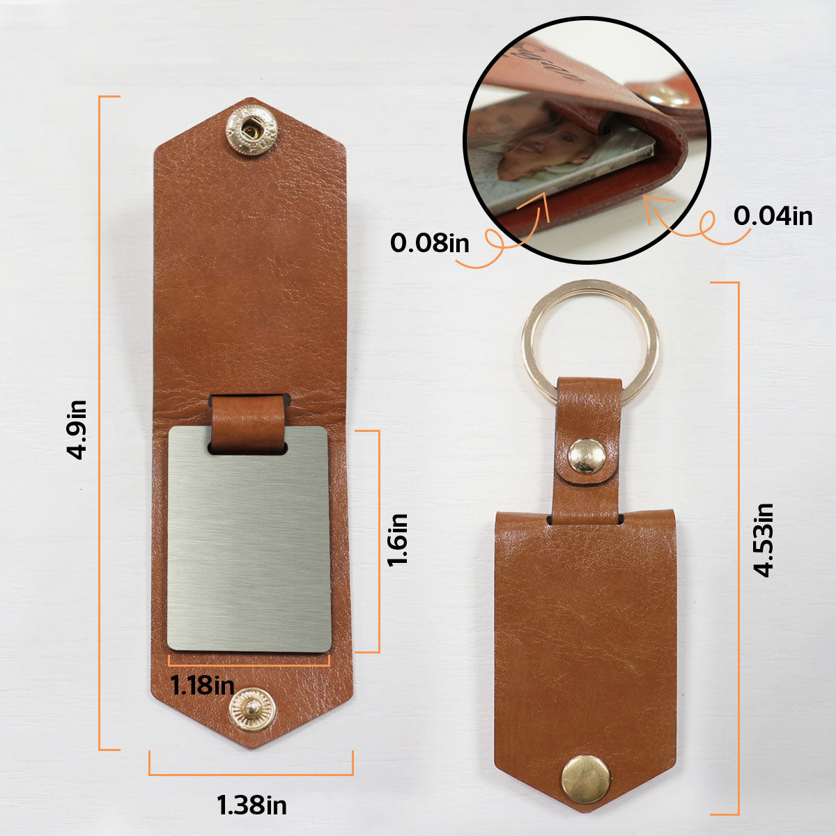 I Am Always With You Memorial Custom Photo Remembrance Gift Personalized Leather Keychain