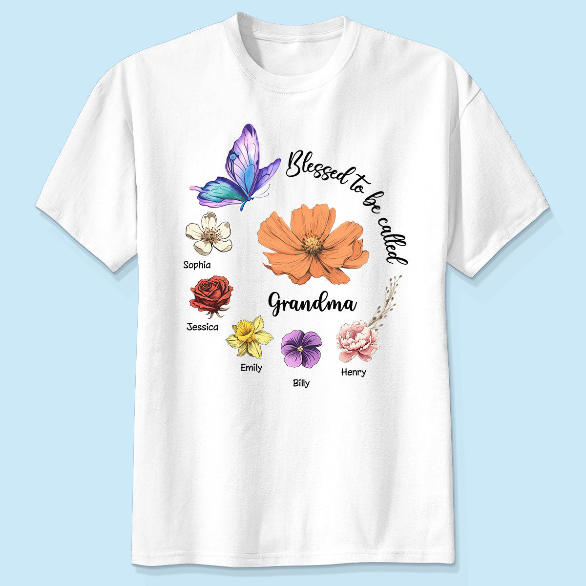 Blessed To Be Called Mom Grandma Circle Birth Month Flowers Personalized Shirt, Mother's Day Gift for Moms, for Grandmas