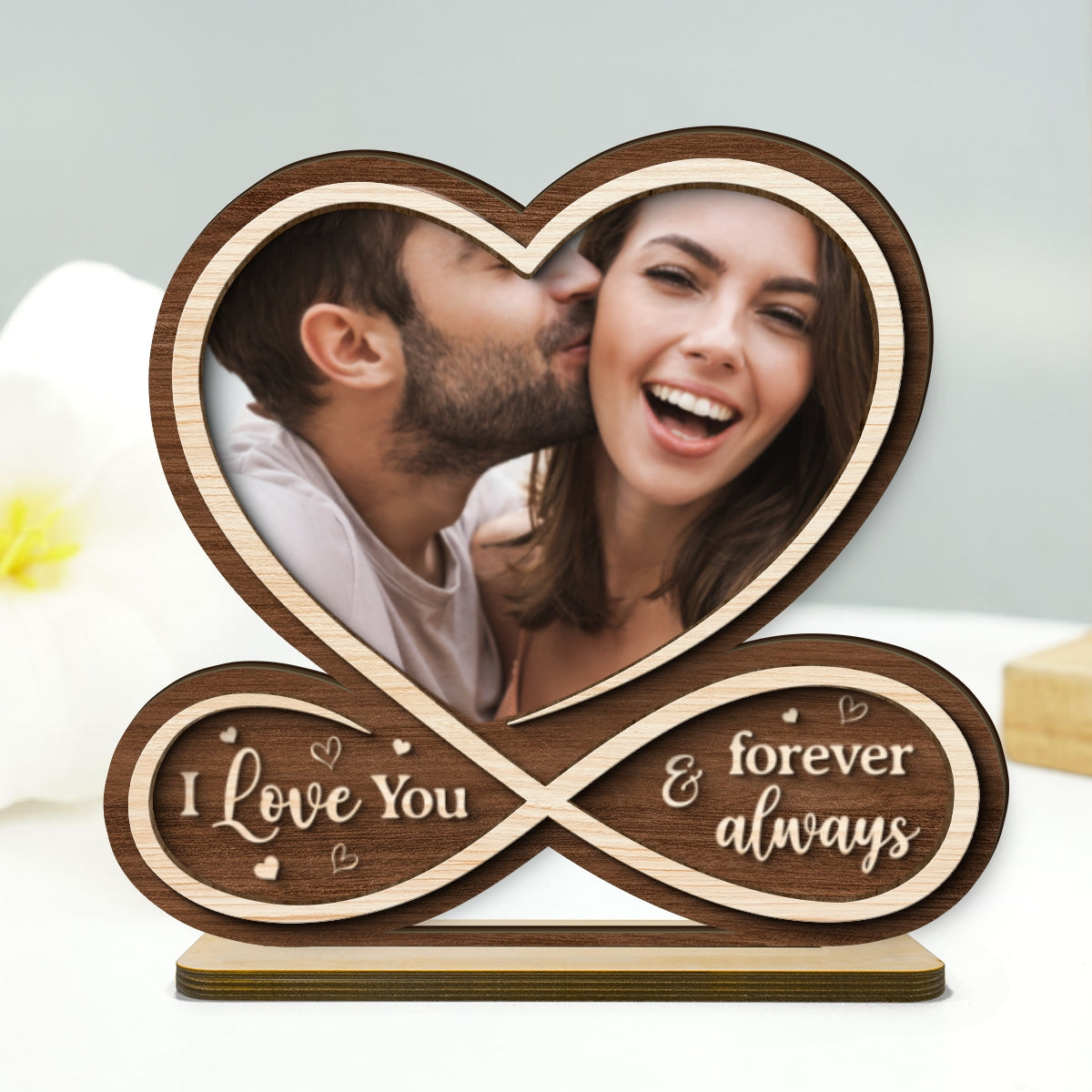Infinity Custom Couple Photo Personalized 2-Layer Standing Wooden Plaque, Heartfelt Gift For Couple, For Him, For Her, Boyfriend, Girlfriend, Husband, Wife_Onboarding