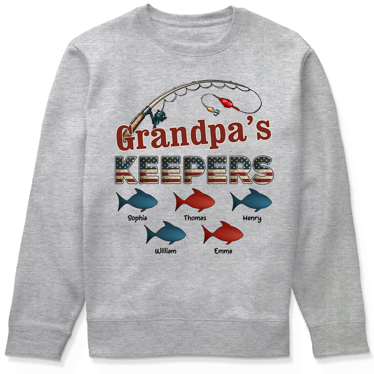 Nation Flag Grandpa's Keepers Fishing 4th Of July Personalized Shirt