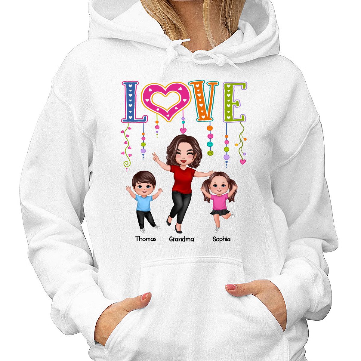 LOVE Happy Doll Grandma Mom With Kids Personalized Shirt