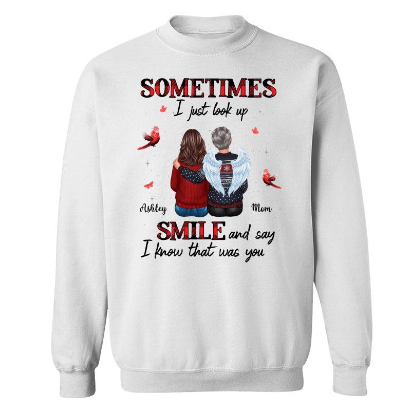 DEMO_Sometimes I Just Look Up Family Sitting Memorial Cardinal Personalized Shirt