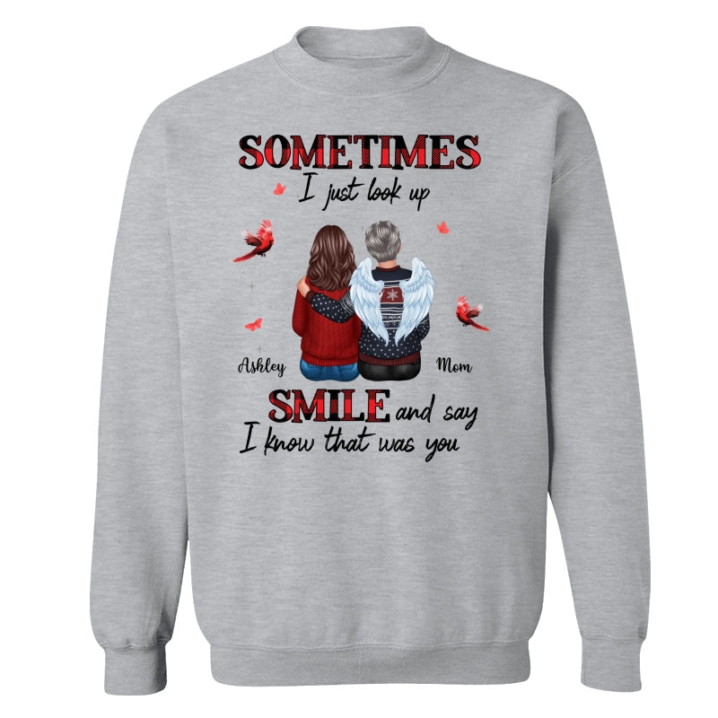 DEMO_Sometimes I Just Look Up Family Sitting Memorial Cardinal Personalized Shirt