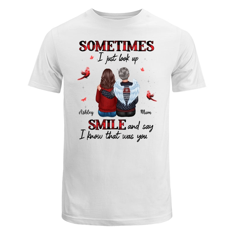 DEMO_Sometimes I Just Look Up Family Sitting Memorial Cardinal Personalized Shirt
