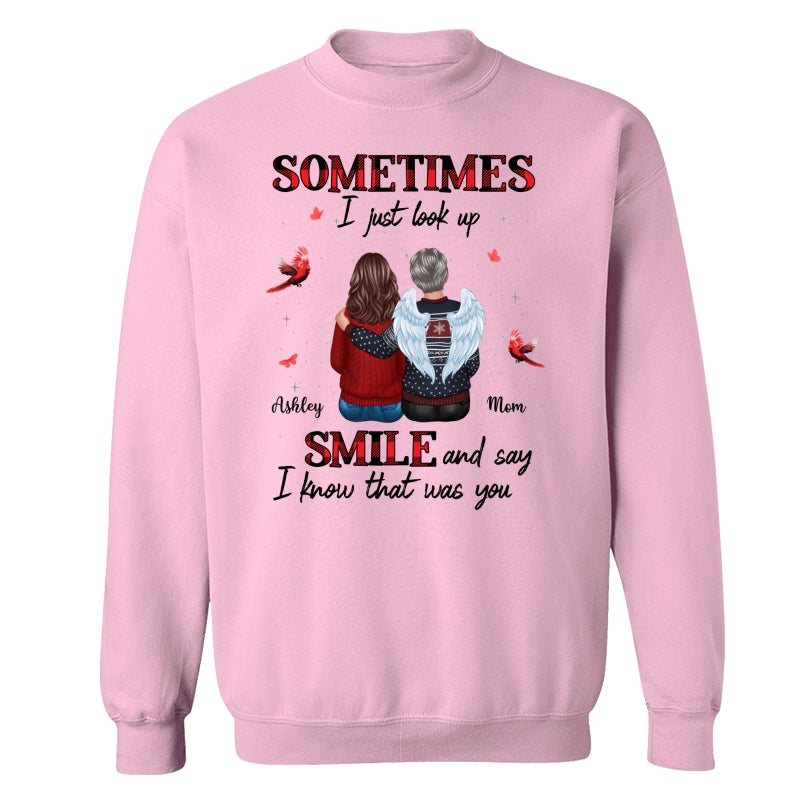 DEMO_Sometimes I Just Look Up Family Sitting Memorial Cardinal Personalized Shirt