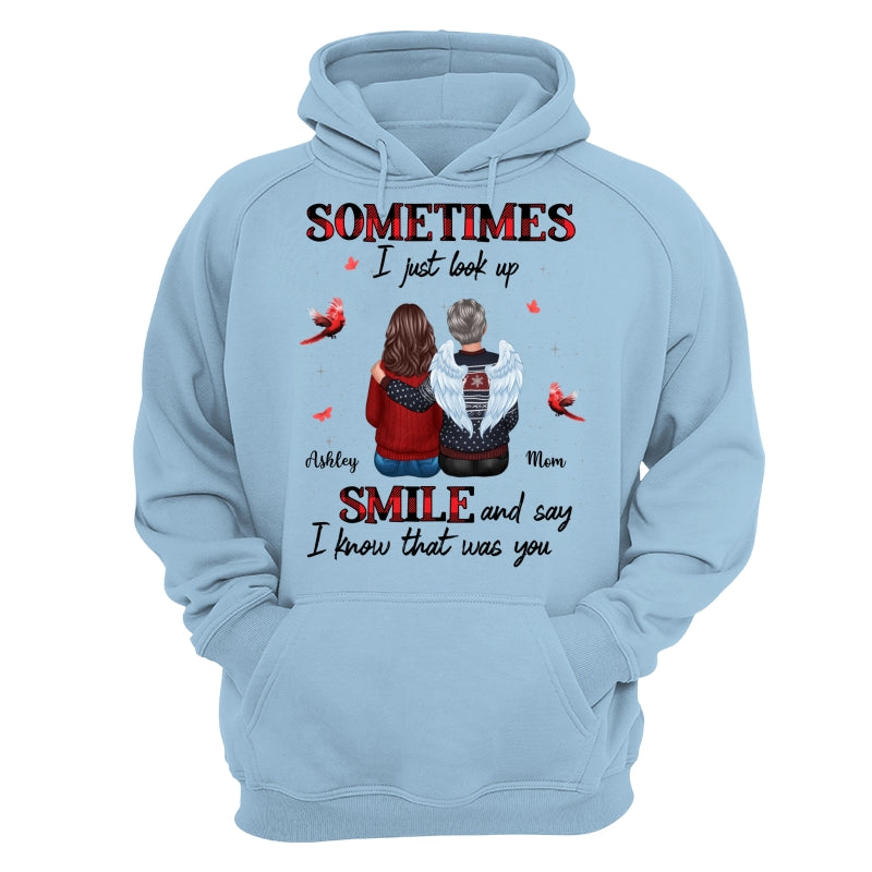 DEMO_Sometimes I Just Look Up Family Sitting Memorial Cardinal Personalized Shirt