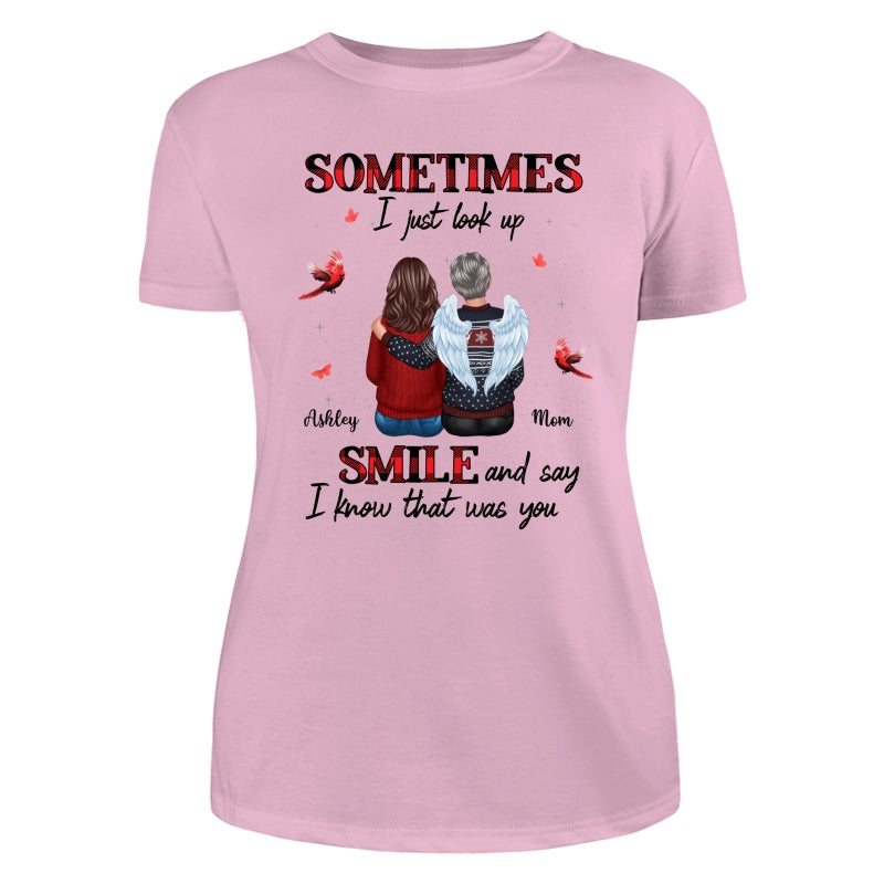 DEMO_Sometimes I Just Look Up Family Sitting Memorial Cardinal Personalized Shirt