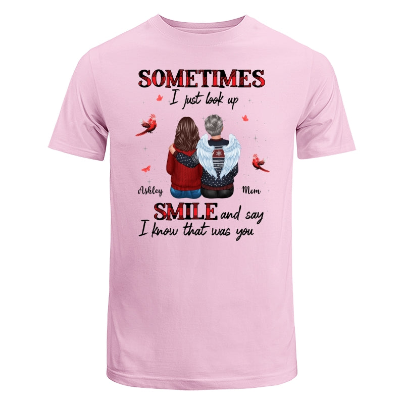 DEMO_Sometimes I Just Look Up Family Sitting Memorial Cardinal Personalized Shirt