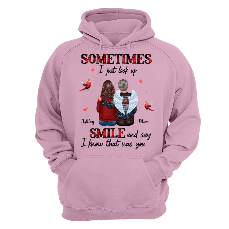 DEMO_Sometimes I Just Look Up Family Sitting Memorial Cardinal Personalized Shirt