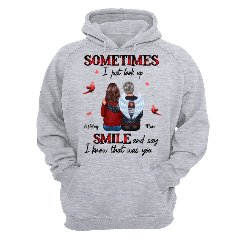 DEMO_Sometimes I Just Look Up Family Sitting Memorial Cardinal Personalized Shirt
