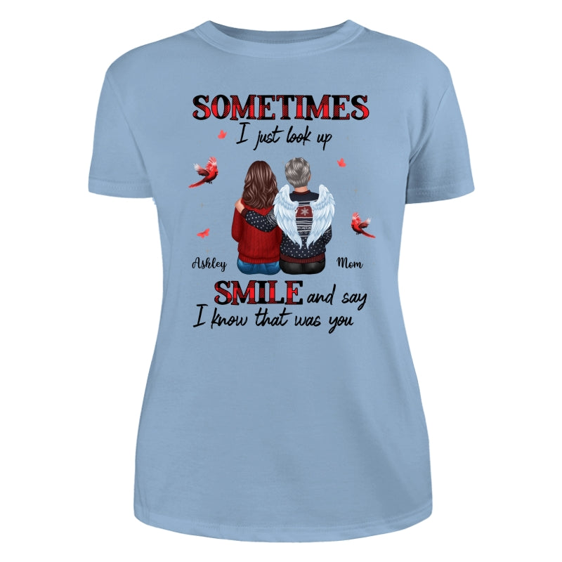 DEMO_Sometimes I Just Look Up Family Sitting Memorial Cardinal Personalized Shirt