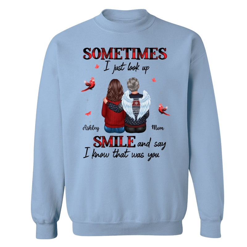 DEMO_Sometimes I Just Look Up Family Sitting Memorial Cardinal Personalized Shirt