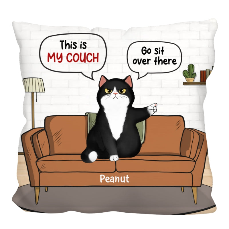 Our Couch Sit Over There Grumpy Fluffy Cat Personalized Pillow