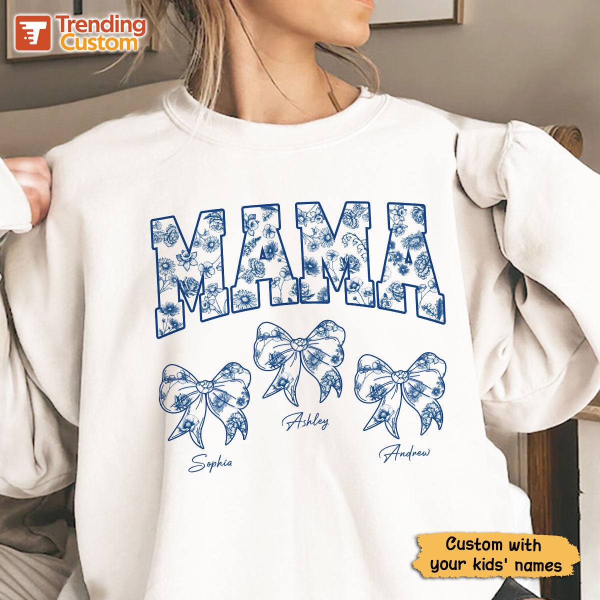 Mom Mama Grandma Chinoiserie Coquette Personalized Shirt, Gift for mom, grandma
