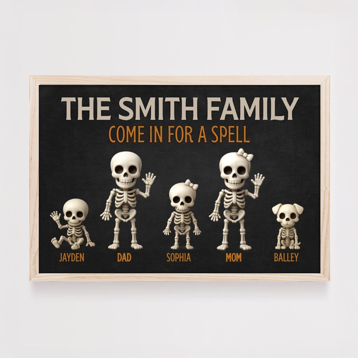 Halloween Funny Skeleton Family Personalized Poster, Halloween Decor