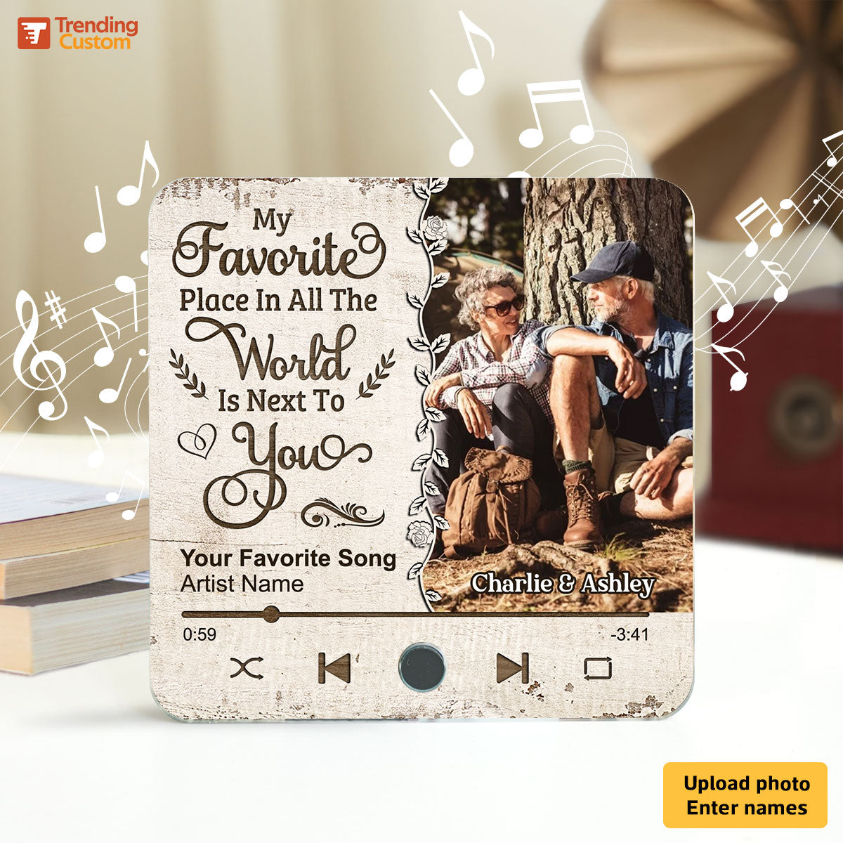 Favorite Place In The World Couple Custom Photo Personalized Music Fridge Magnet, Valentine's Day Gift For Him, For Her