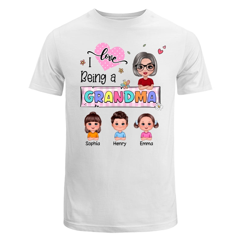 Love Being A Grandma Colorful Pastel Doll Grandma And Grandkids Personalized Shirt