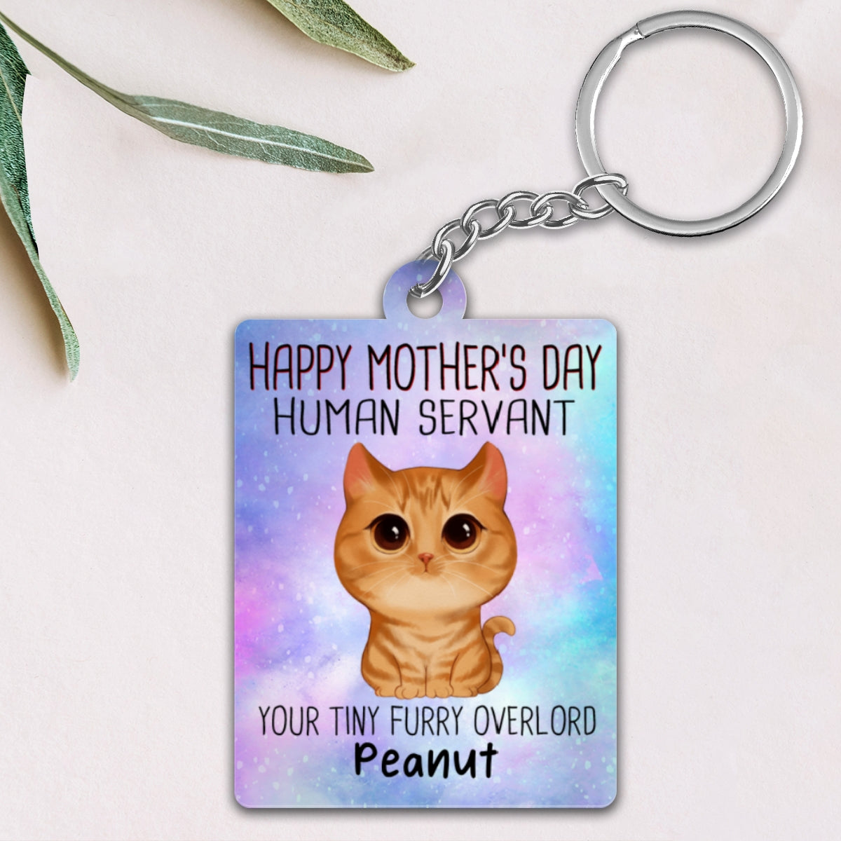Watercolor Cute Cats Happy Mother‘s Day Cat Human Servant Personalized Acrylic Keychain