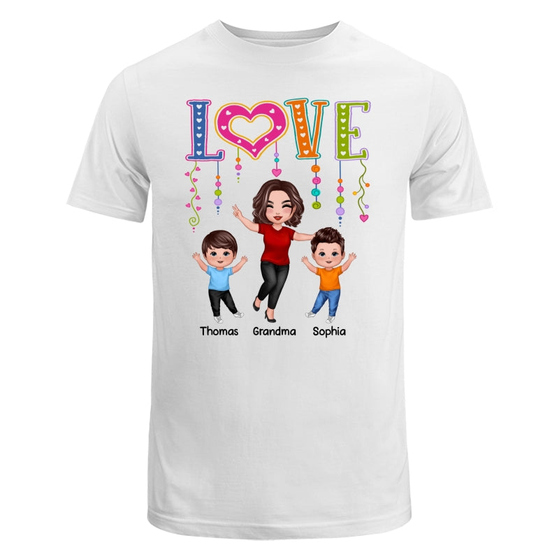 LOVE Happy Doll Grandma Mom With Kids Personalized Shirt