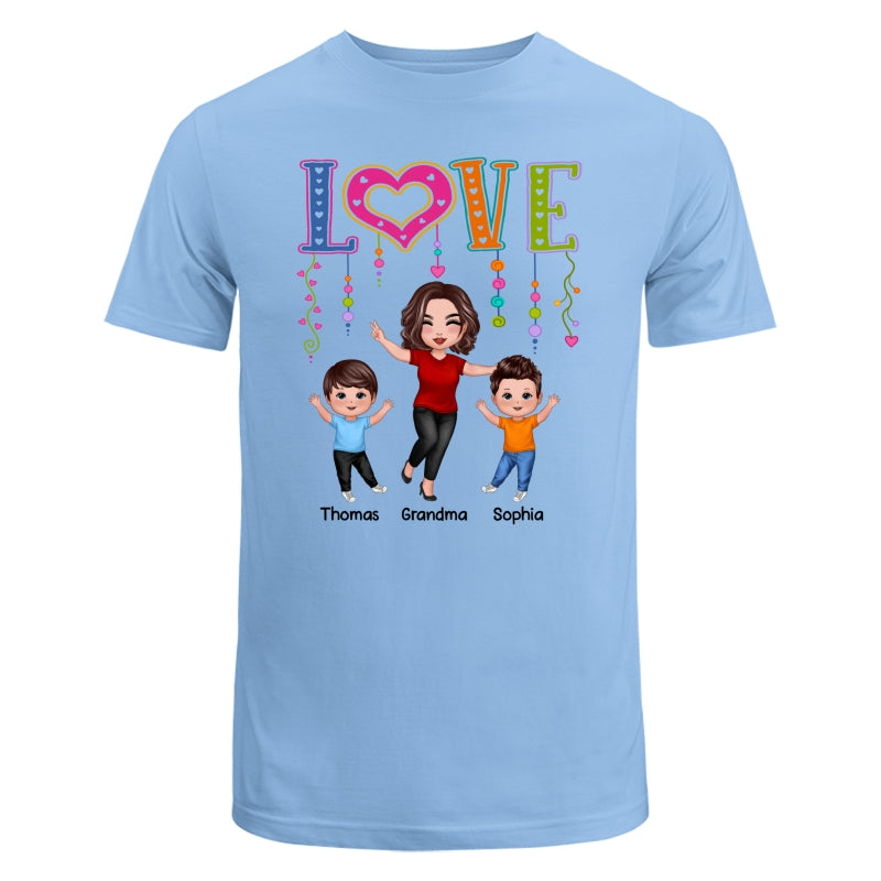 LOVE Happy Doll Grandma Mom With Kids Personalized Shirt