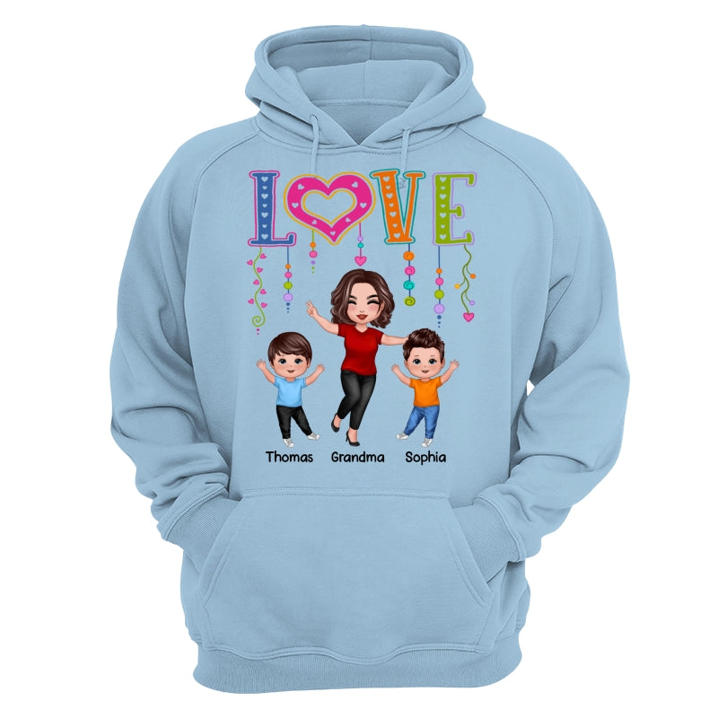 LOVE Happy Doll Grandma Mom With Kids Personalized Shirt