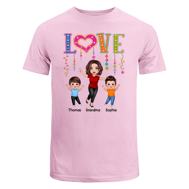 LOVE Happy Doll Grandma Mom With Kids Personalized Shirt
