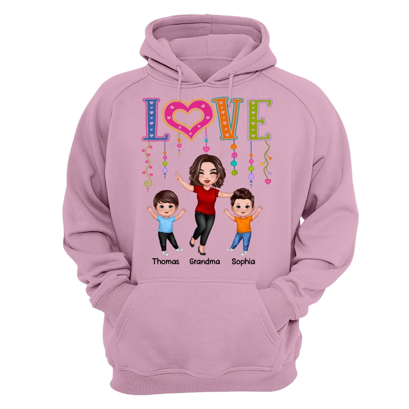 LOVE Happy Doll Grandma Mom With Kids Personalized Shirt