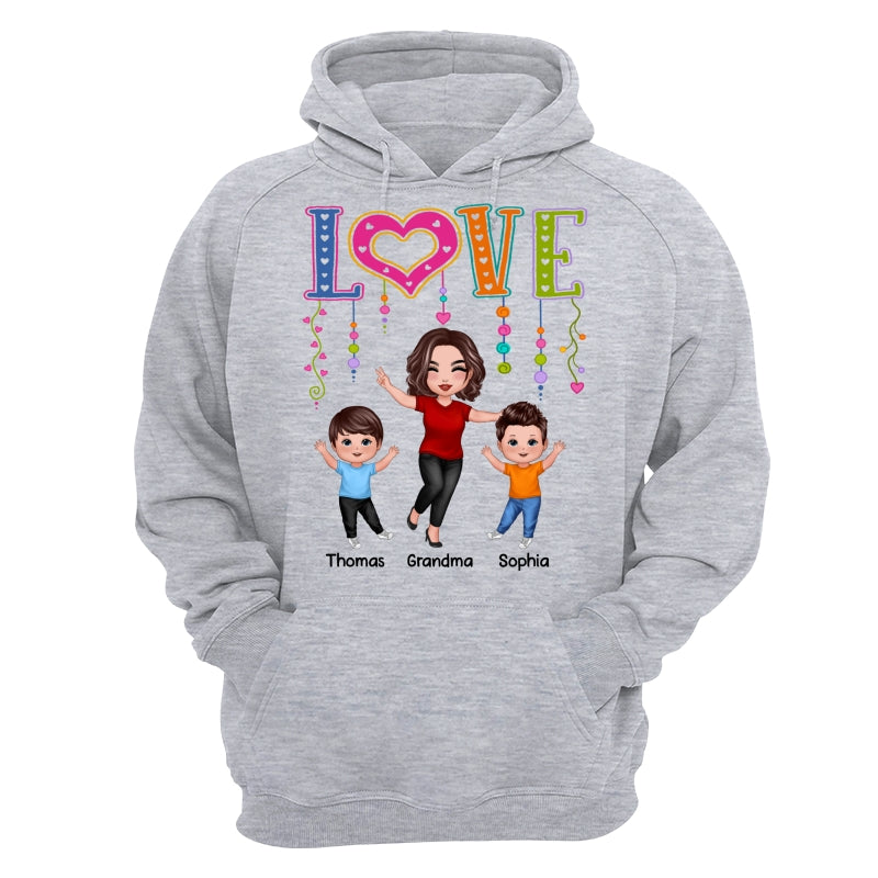 LOVE Happy Doll Grandma Mom With Kids Personalized Shirt