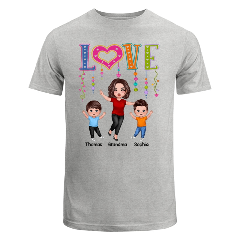LOVE Happy Doll Grandma Mom With Kids Personalized Shirt