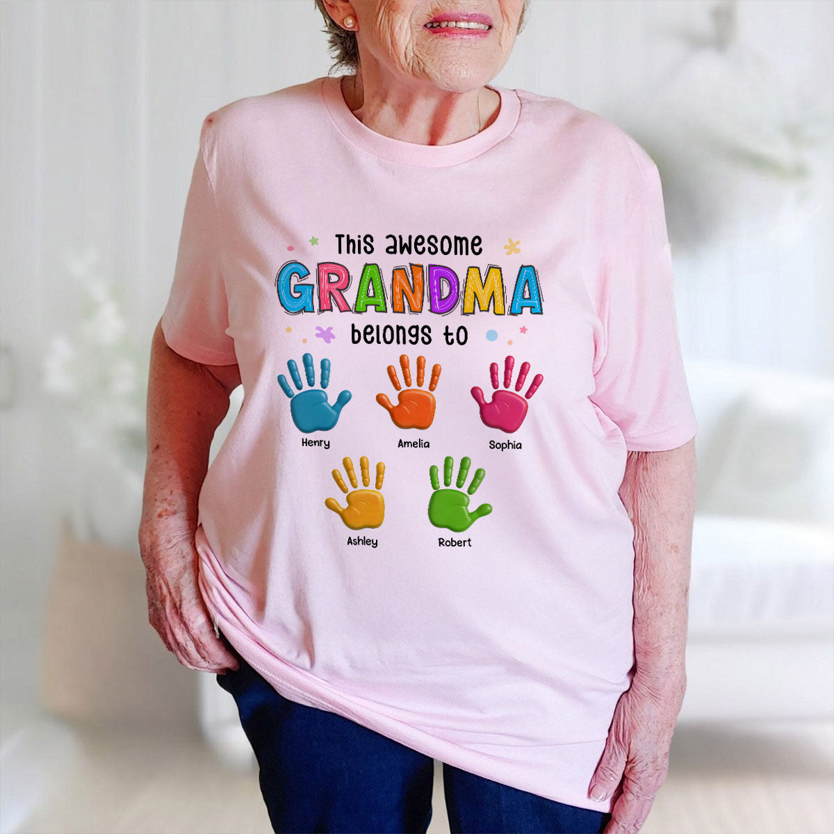 Belongs To Hand Paw 3D Effect Colorful Handprints Personalized Shirt