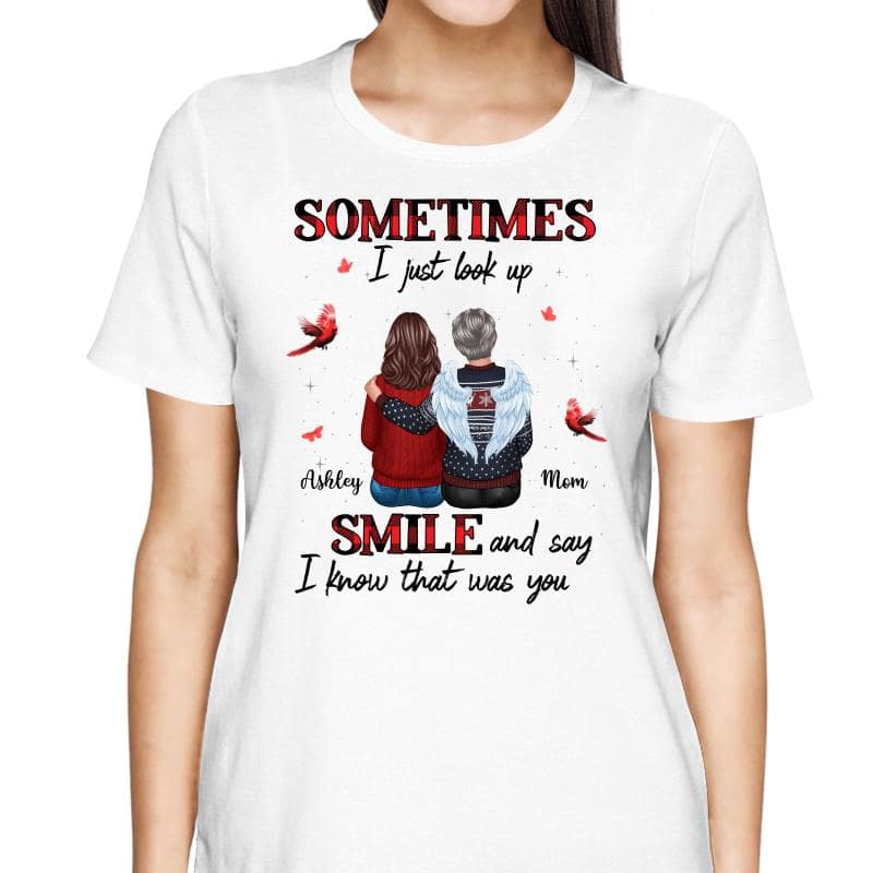 DEMO_Sometimes I Just Look Up Family Sitting Memorial Cardinal Personalized Shirt