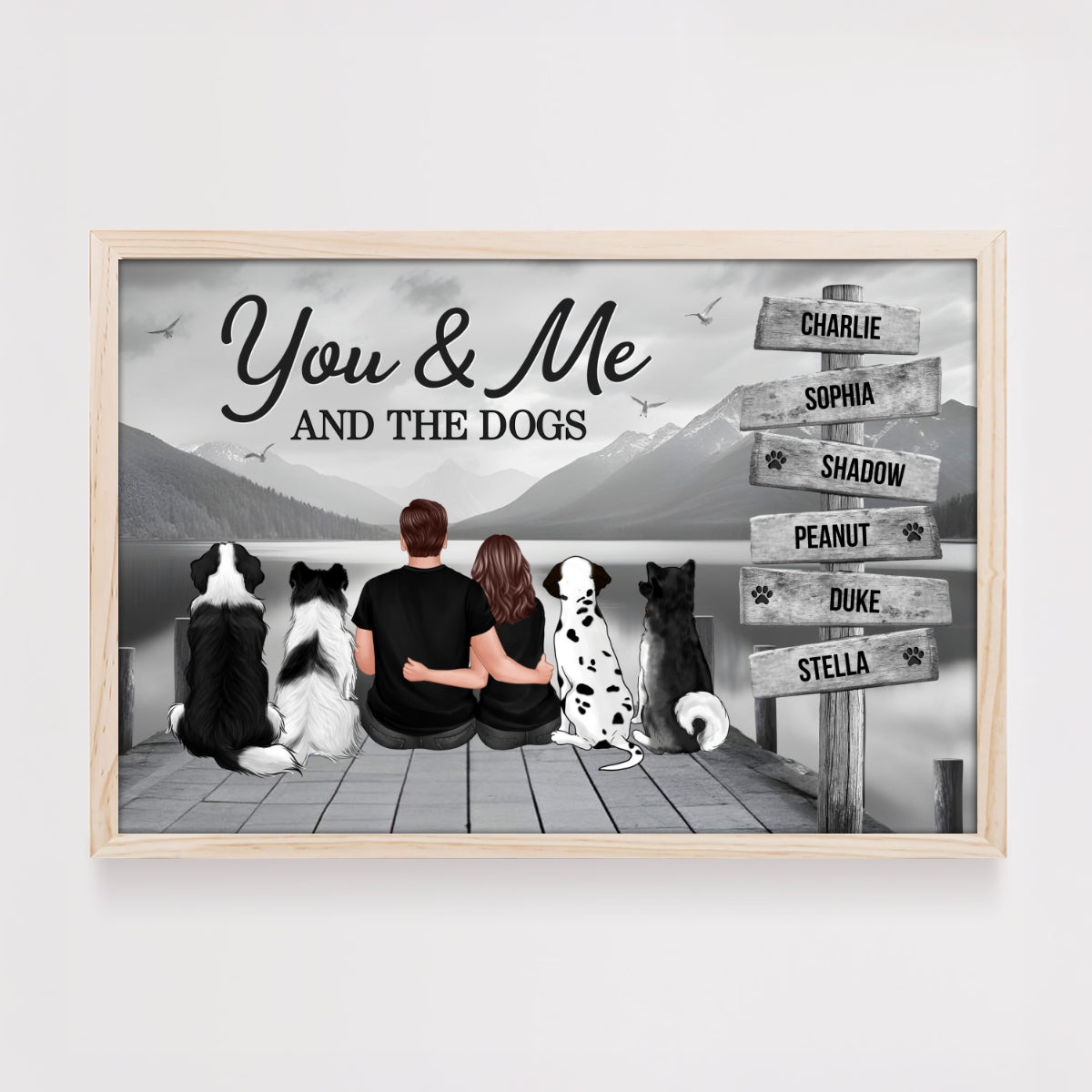 Couple You Me And The Dogs Cats Sign Posts Personalized Poster, Home Decoration, Gift For Couple, Dog Lovers, Cat Lovers, Pet Lovers