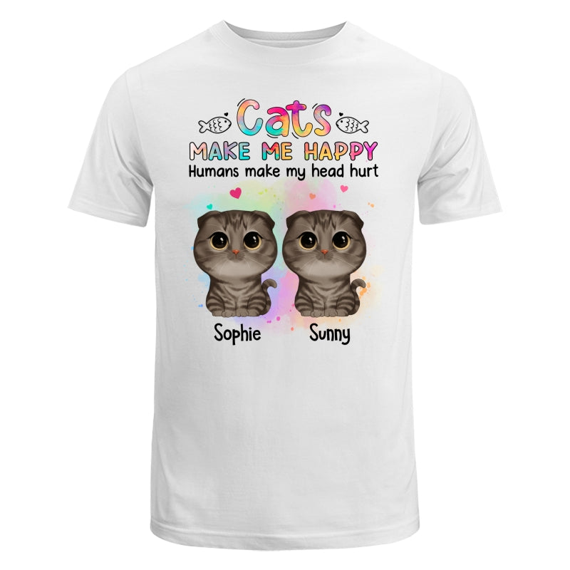Watercolor Cute Cats Make Me Happy Humans Make My Head Hurt Personalized Shirt