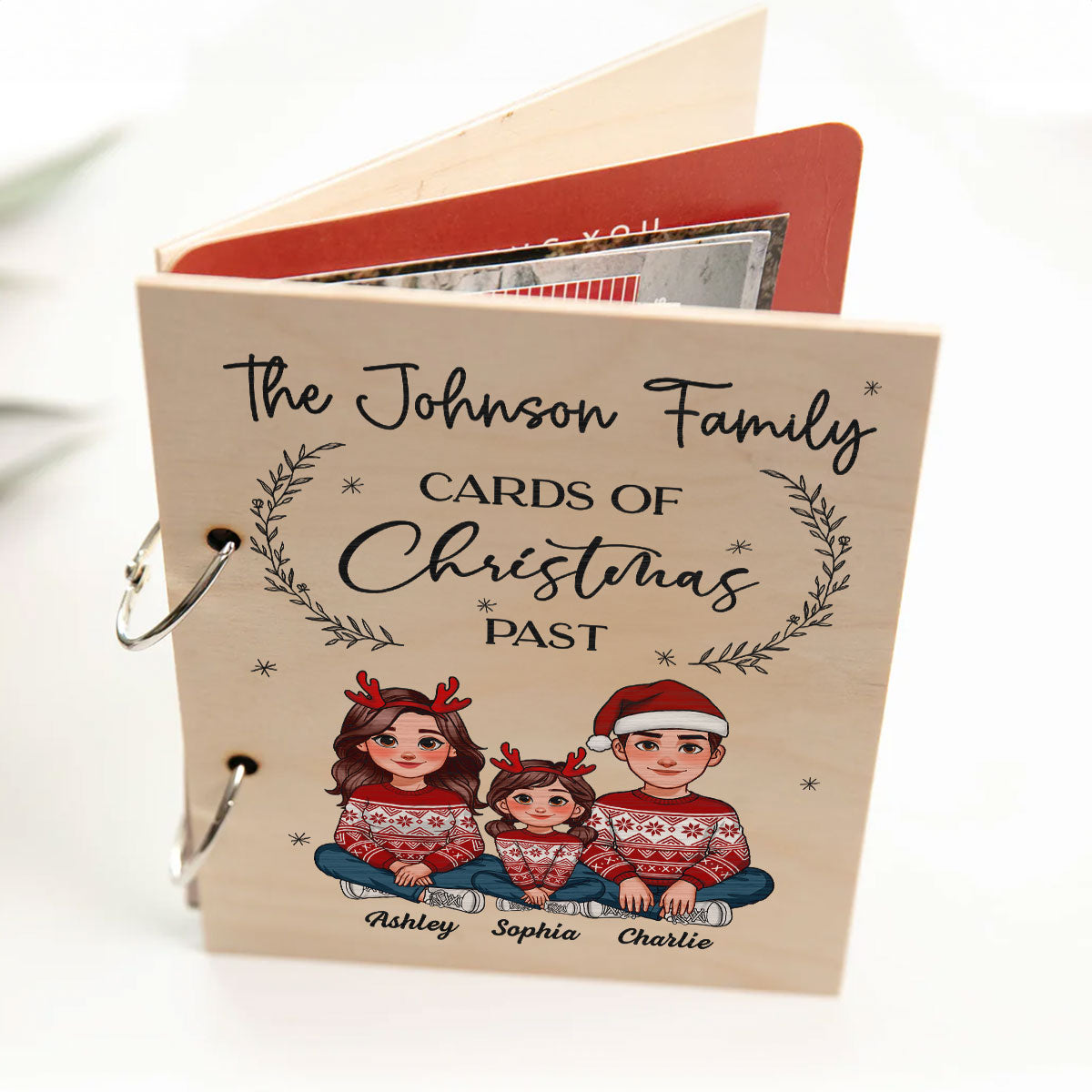 Animated Family Card Storage Keepsake Personalized Christmas Card Keeper